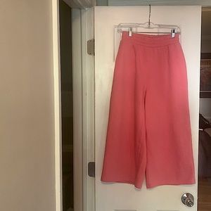 Zara pink wide-leg cropped sweatpants